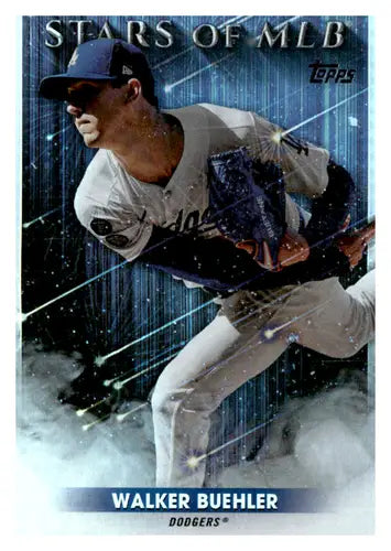 Baseball card of Walker Buehler with original gloss from 2022 Topps Stars MLB series