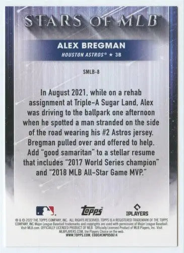2022 Topps Stars of MLB #SMLB-8 Alex Bregman NM-MT Astros - Baseball Card Single