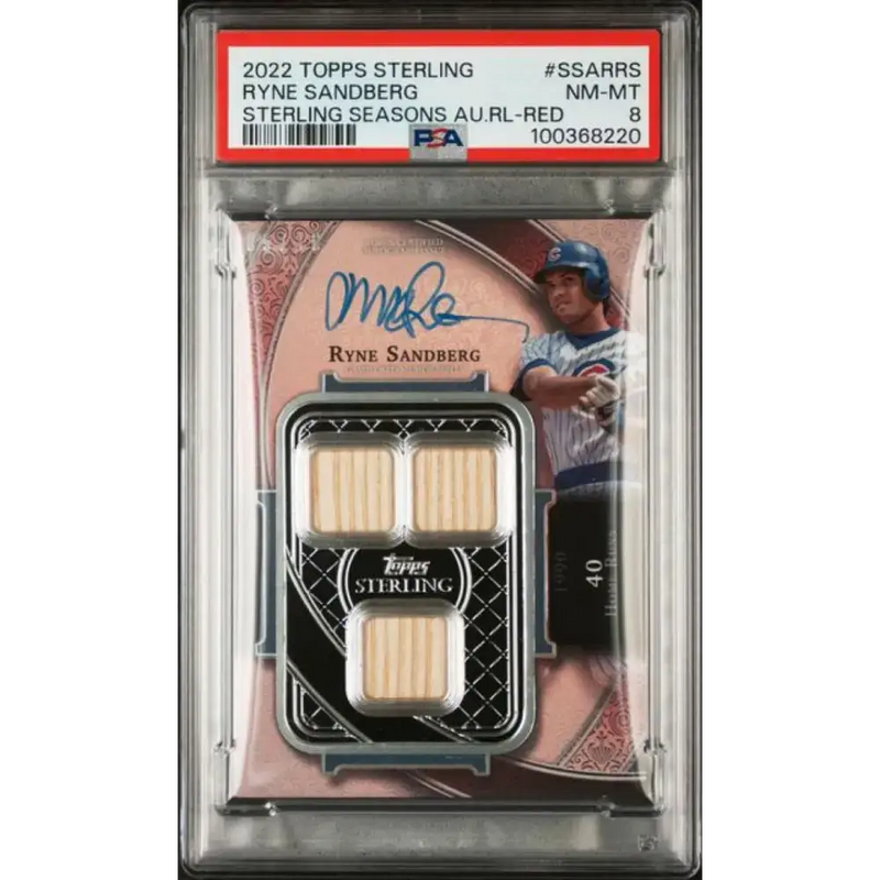 2022 Topps Sterling Seasons #SSARRS Ryne Sandberg PSA 8 NM-MT MEM Auto 5/10 Chicago Cubs Baseball Card - Baseball Card