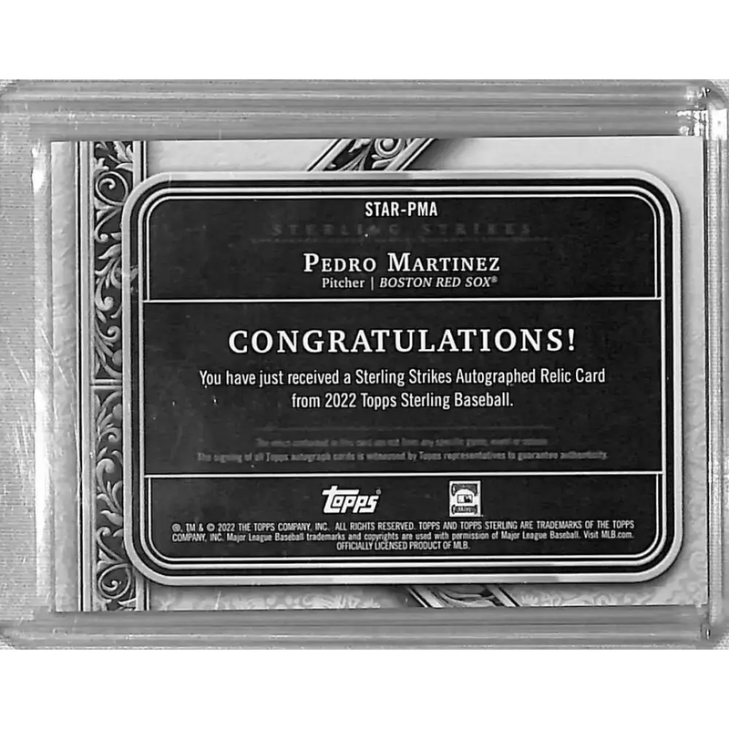 2022 Topps Sterling Strikes Relics Red #STAR-PMA Pedro Martinez EX Excellent MEM Auto 2/5 Boston Red Sox Baseball Card