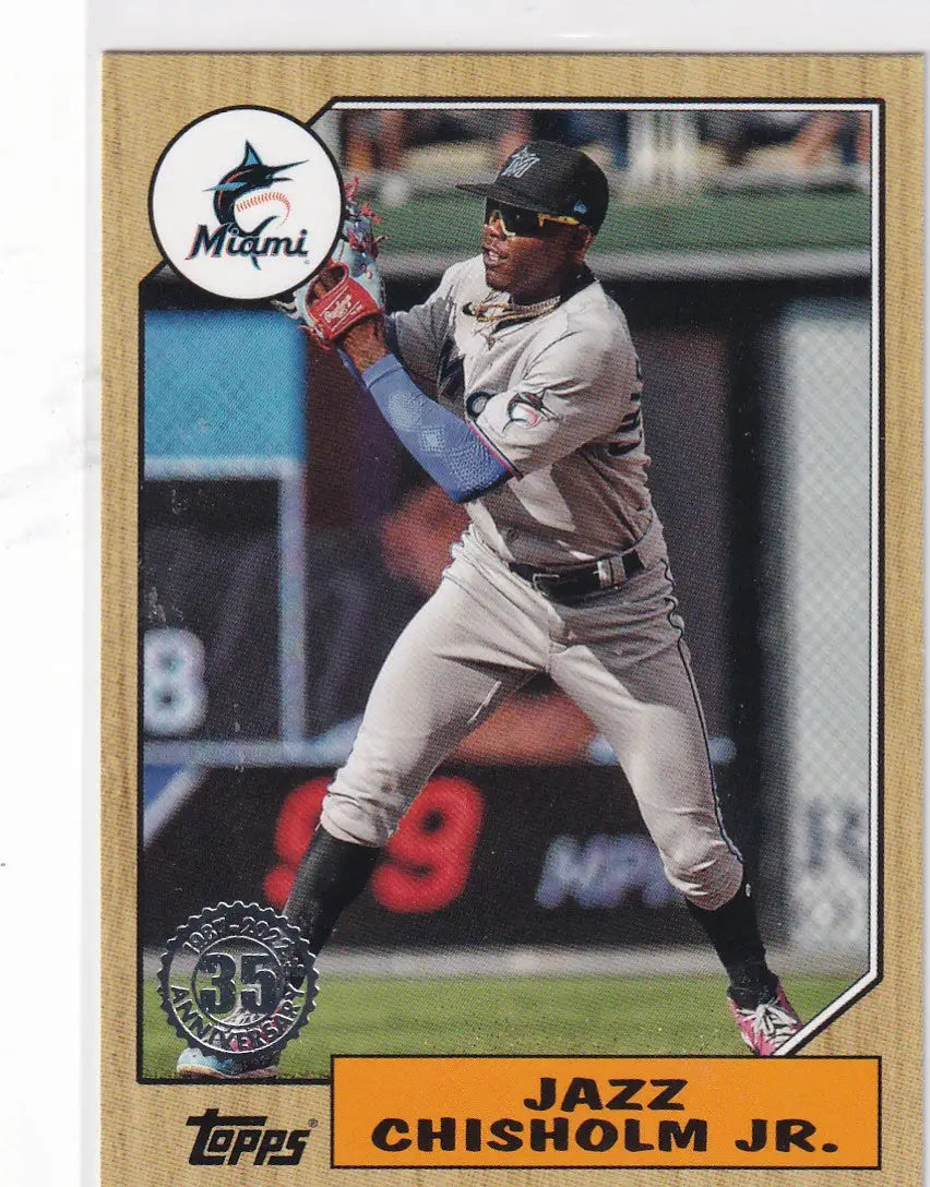 2022 TOPPS #T87-77 JAZZ CHISHOLM JR- MIAMI MARLINS - Baseball Card Single