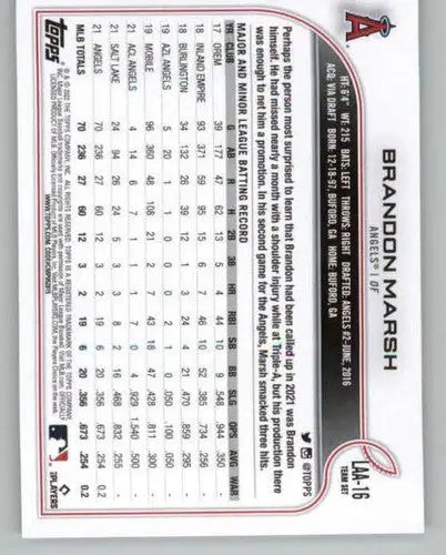 2022 Topps Team Sets Los Angeles Angels #LAA-16 Brandon Marsh NM-MT Ang ID:53906 - Baseball Card Single