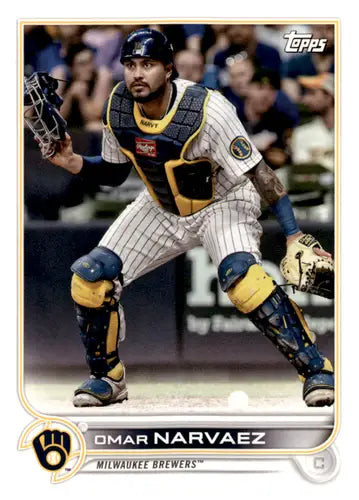 Omar Narvaez baseball card from 2022 Topps Team Sets Milwaukee Brewers collection