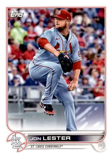 Original gloss baseball card of Jon Lester from Louis Cardinals 2022 Topps Team Sets
