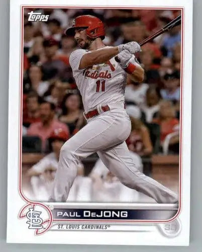 Original gloss Paul DeJong baseball card from 2022 Topps Team Sets STL-8 Louis Cardinals