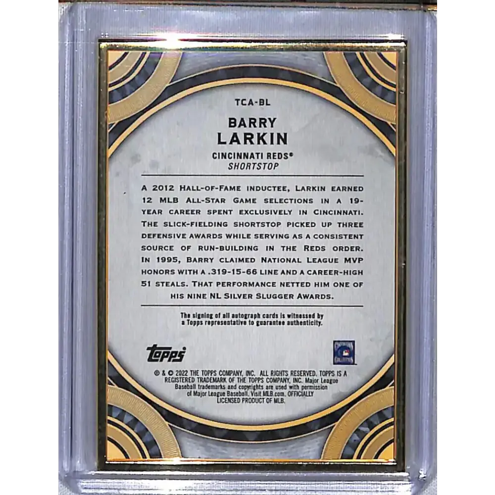 2022 Topps Transcendent Emerald # Barry Larkin EX Excellent Auto 10/15 Cincinnati Reds Baseball Card - Baseball Card