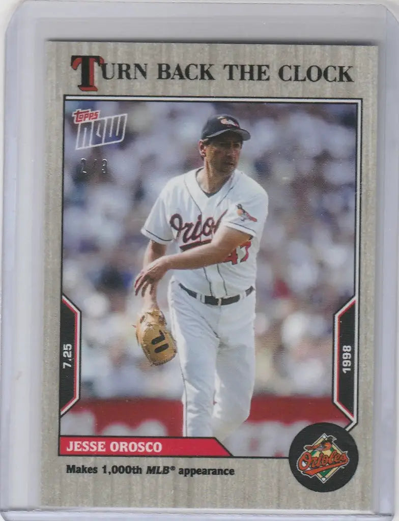 Baseball card of Jesse Orosco Orioles from 2022 Topps Turn Back the Clock Ash Parallel