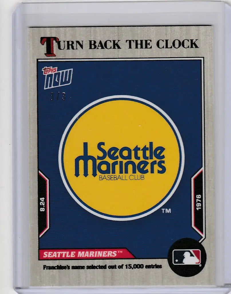 Baseball card of Seattle Mariners logo from 2022 Topps Turn Back the Clock Ash Parallel