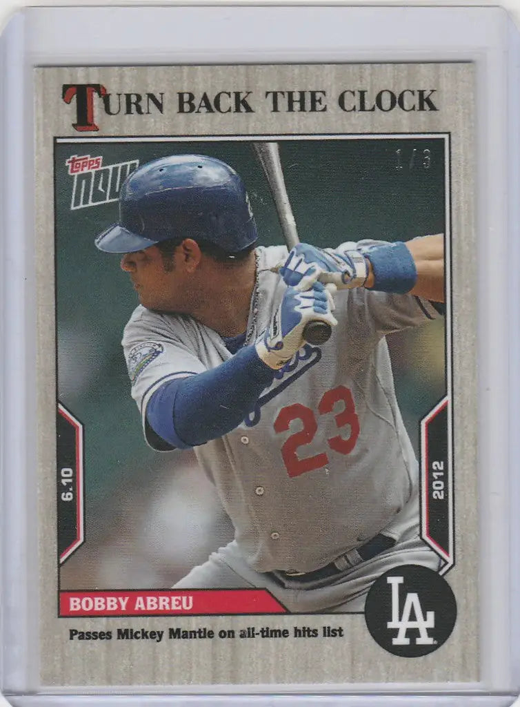 Baseball card of Bobby Abreu Dodgers in batting stance from Topps Turn Back the Clock Ash Parallel