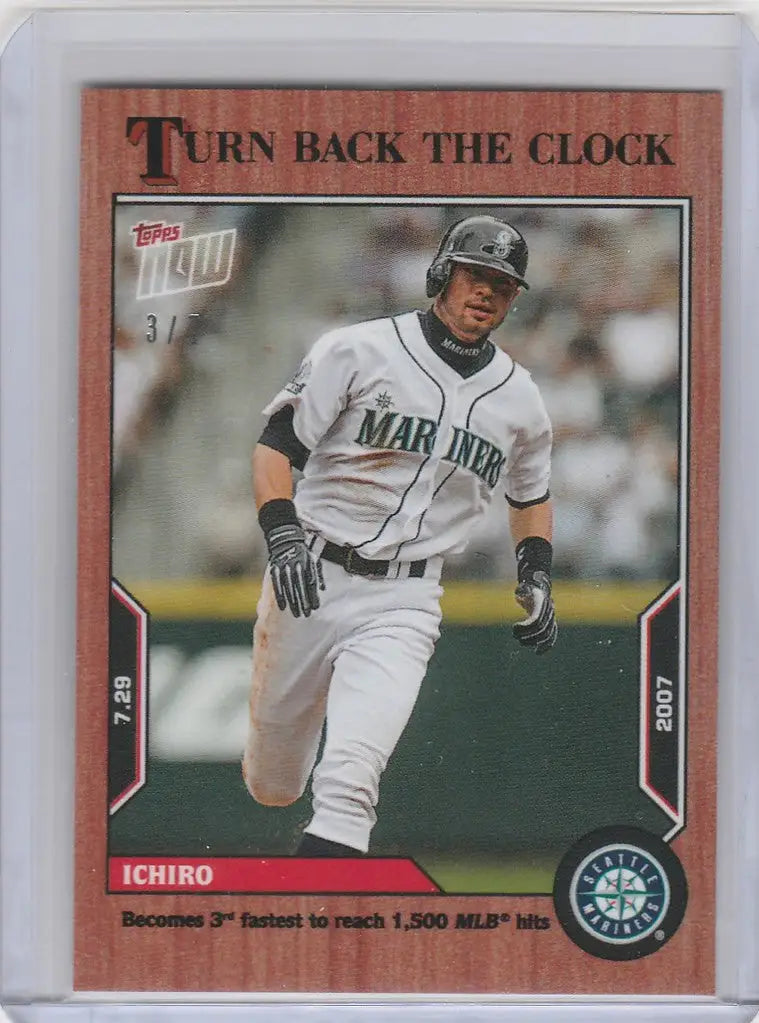 Baseball card of Ichiro running, part of Topps Turn Back the Clock Cherry Parallel