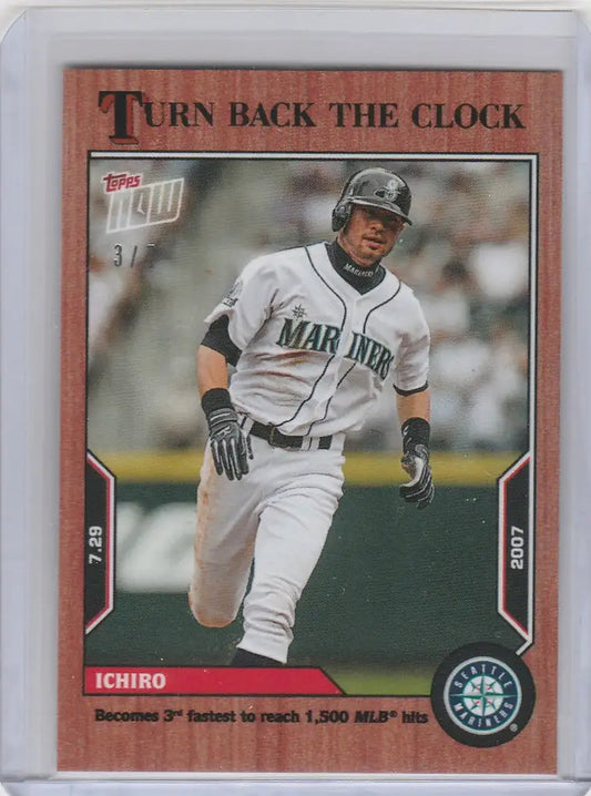 Baseball card of Ichiro running, part of Topps Turn Back the Clock Cherry Parallel