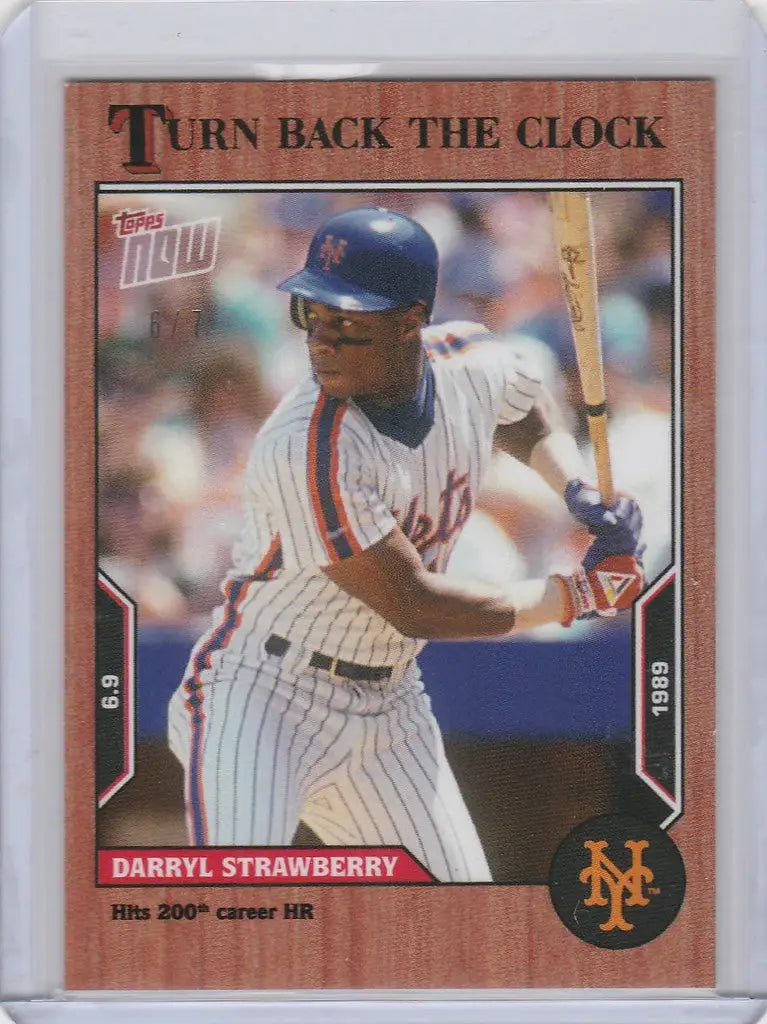 Baseball card of Darryl Strawberry Mets in batting stance, Topps Turn Back the Clock Cherry Parallel