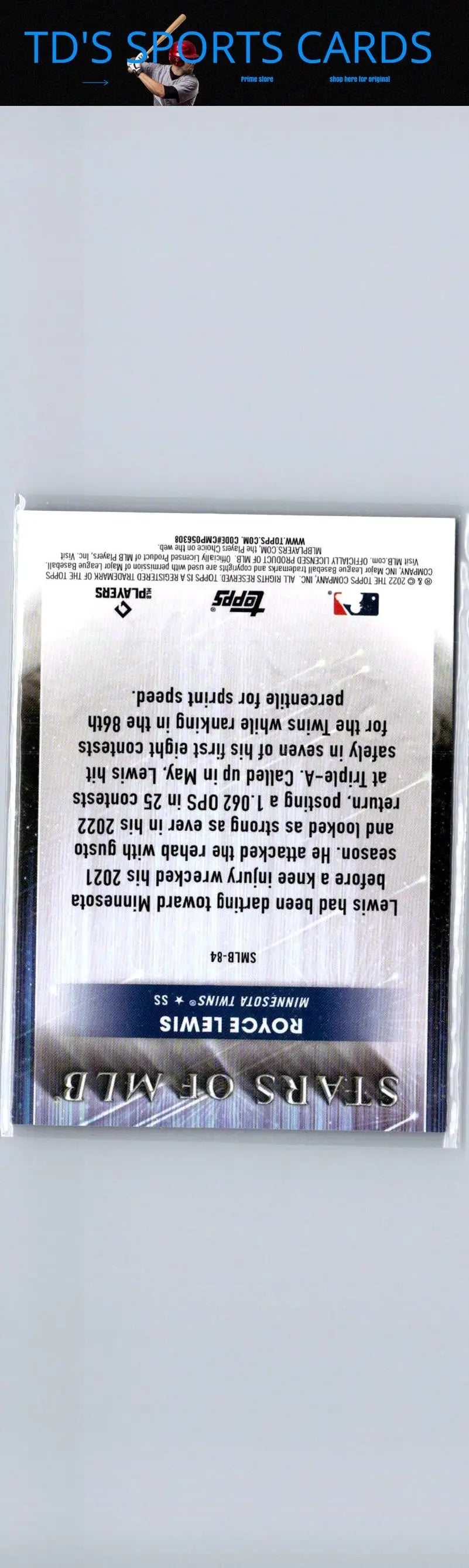 Royce Lewis baseball card from 2022 Topps Update Royce Lewis Stars of MLB Chrome