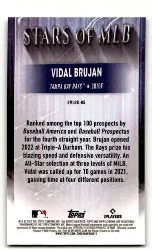 2022 Topps Update Stars of MLB Chrome Refractor #SMLBC-85 Vidal Brujan ID:46524 - Baseball Card Single