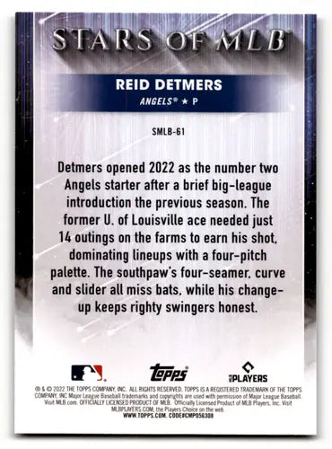 Reid Detmers baseball card from 2022 Topps Update Stars of MLB series