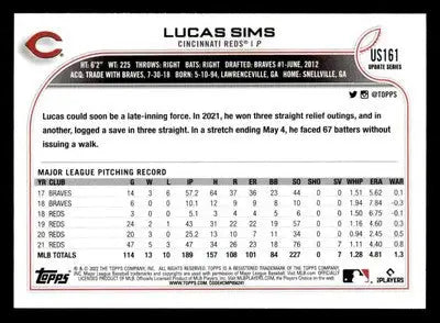 2022 Topps Update #US161 Lucas Sims - Baseball Card Single