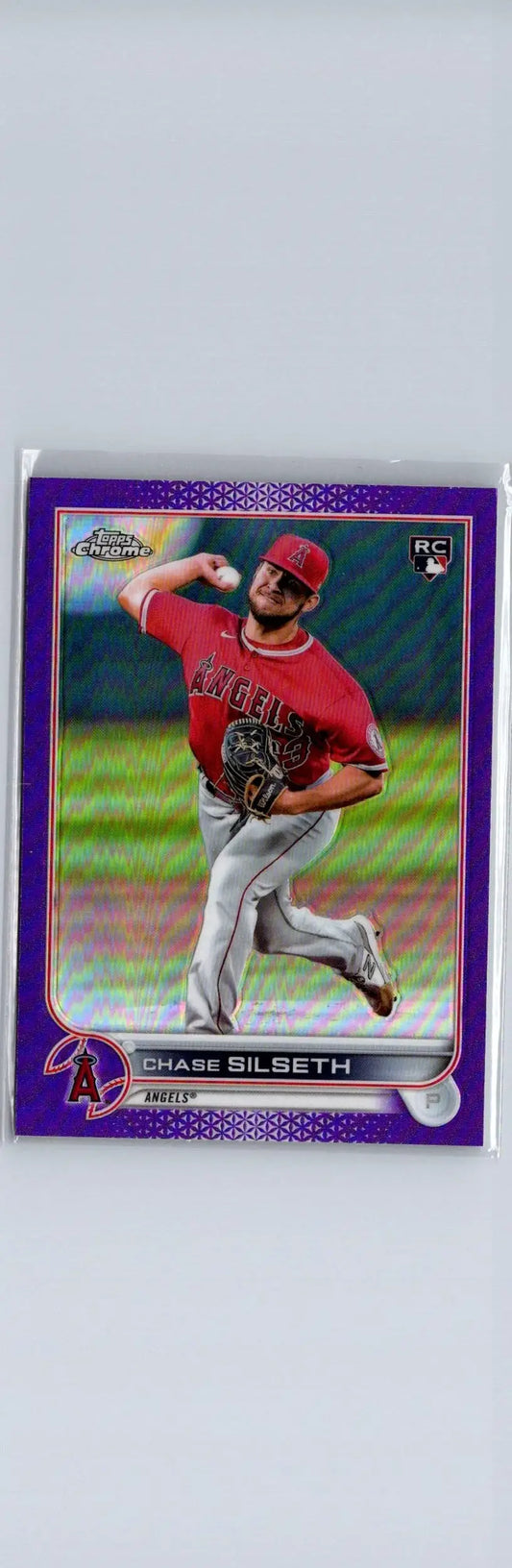Purple-bordered Chase Silseth baseball card from 2022 Topps Update US192 Chase Silseth Purple
