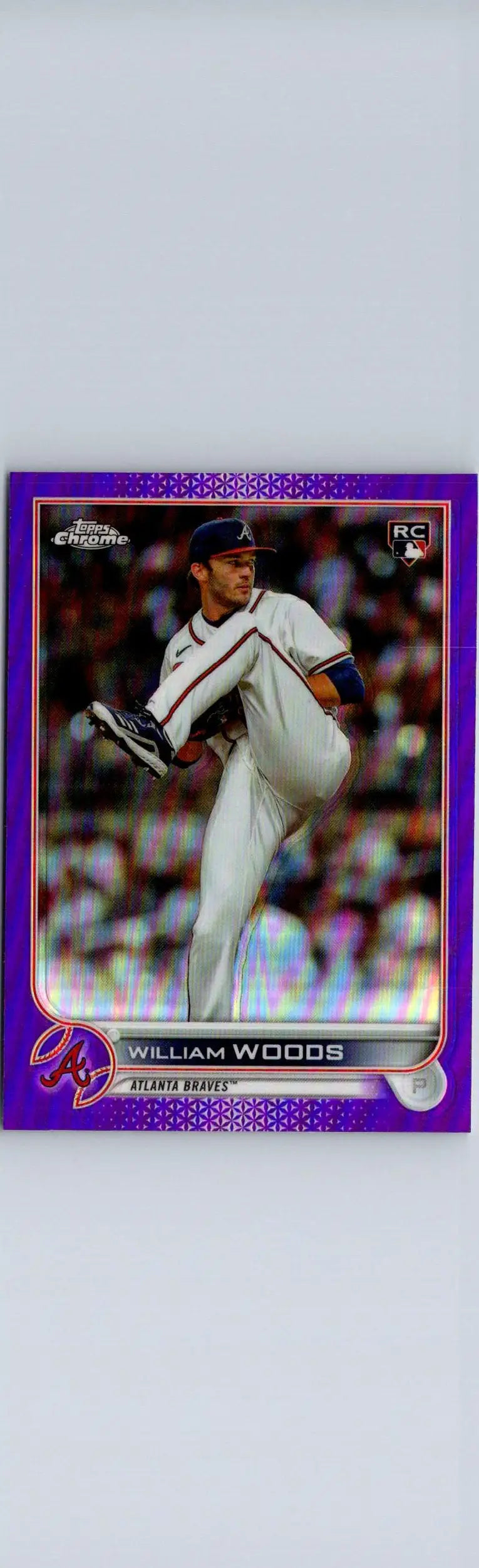 Purple William Woods baseball card from 2022 Topps Update US195 William Woods Purple