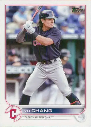2022 Topps Update US203 Yu Chang Guardians baseball card with original gloss NM-MT