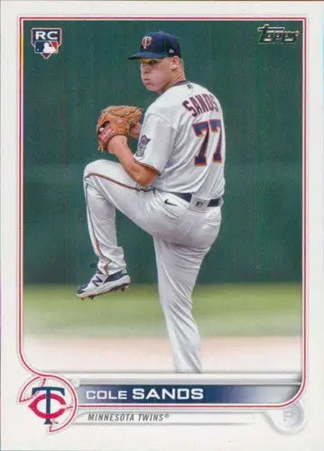 Original gloss 2022 Topps Update US208 Cole Sands rookie baseball card featuring pitcher