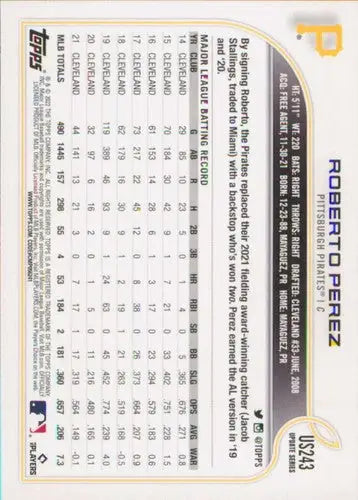 2022 Topps Update #US243 Roberto Perez NM-MT Pirates ID:49024 - Baseball Card Single