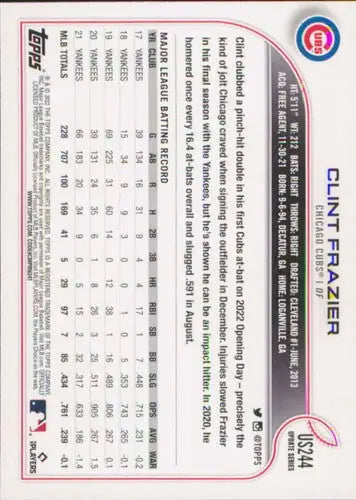 2022 Topps Update US244 Clint Frazier baseball card NM-MT Cubs ID 47097