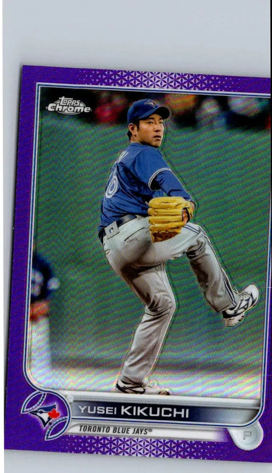 Purple baseball card of Yusei Kikuchi from 2022 Topps Update US278 series