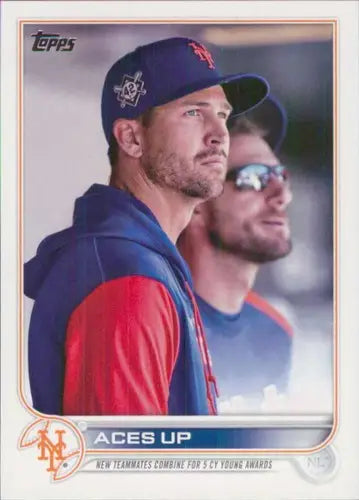 Original gloss baseball trading card featuring Jacob deGrom and Max Scherzer Mets players