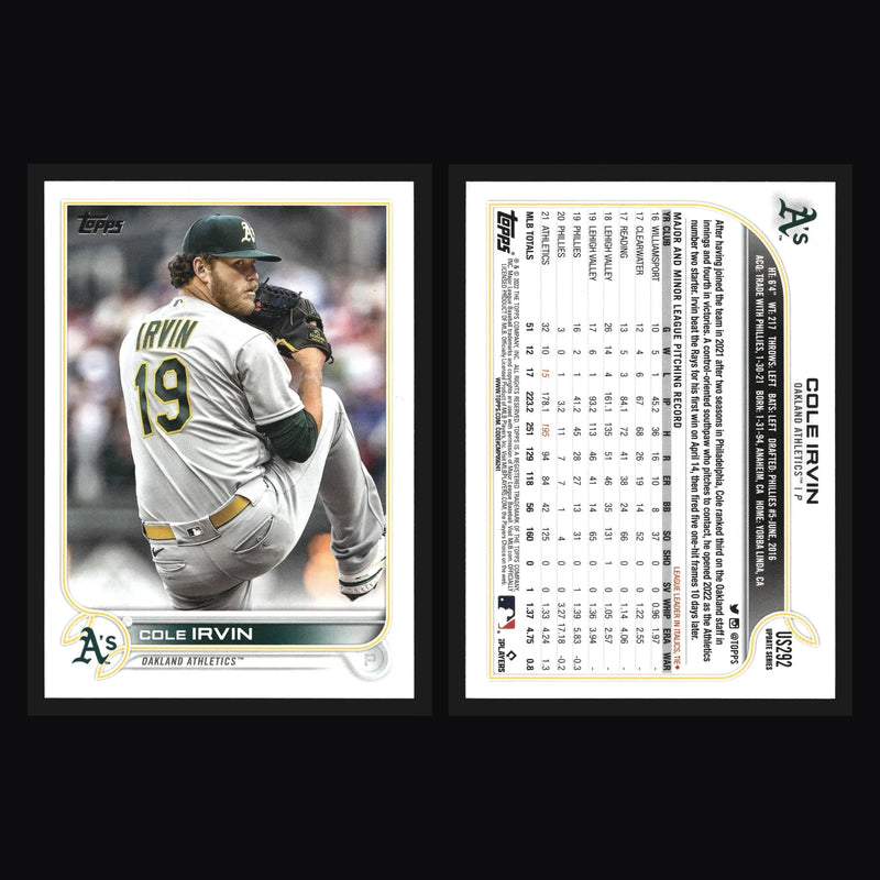 2022 Topps Update #US292 Cole Irvin Oakland Athletics - Baseball Card Single