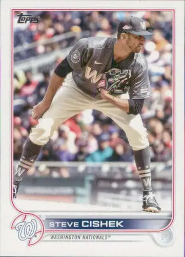 2022 Topps Update US296 Steve Cishek baseball card featuring Nationals player