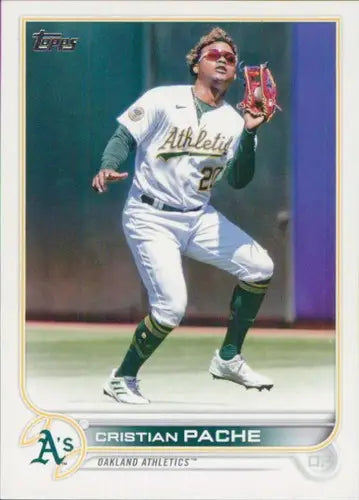 Baseball trading card featuring Cristian Pache of the Oakland Athletics from Topps Update US328