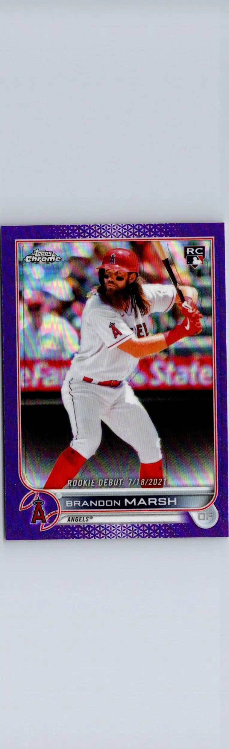 Brandon Marsh baseball card from 2022 Topps Update US35 Brandon Marsh Purple series