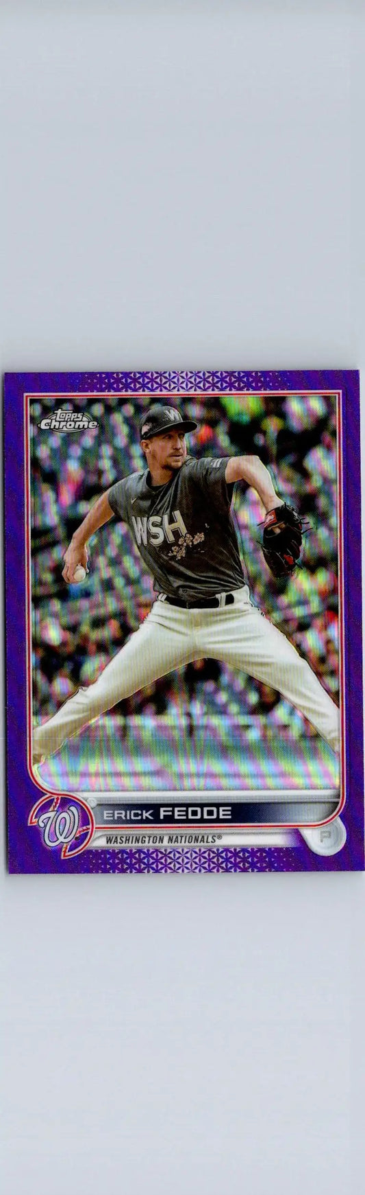 2022 Topps Update US51 Erick Fedde Purple baseball card featuring Erick Fedde