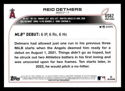 2022 Topps Update #US62 Reid Detmers