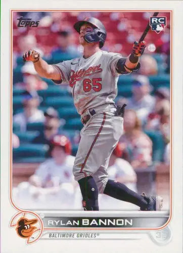 Original gloss 2022 Topps Update US70 Rylan Bannon rookie card featuring Orioles