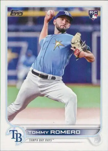 Baseball card featuring Tommy Romero in Rays uniform from 2022 Topps Update series