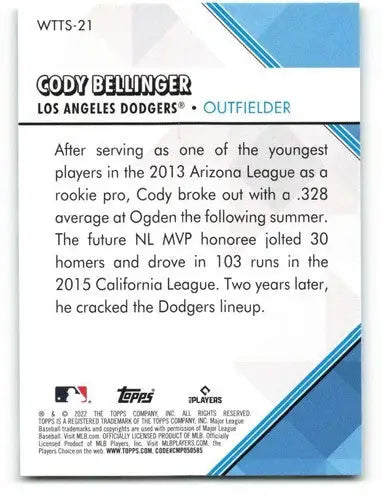 2022 Topps Welcome to the Show #WTTS-21 Cody Bellinger NM-MT Dodgers ID:42133 - Baseball Card Single