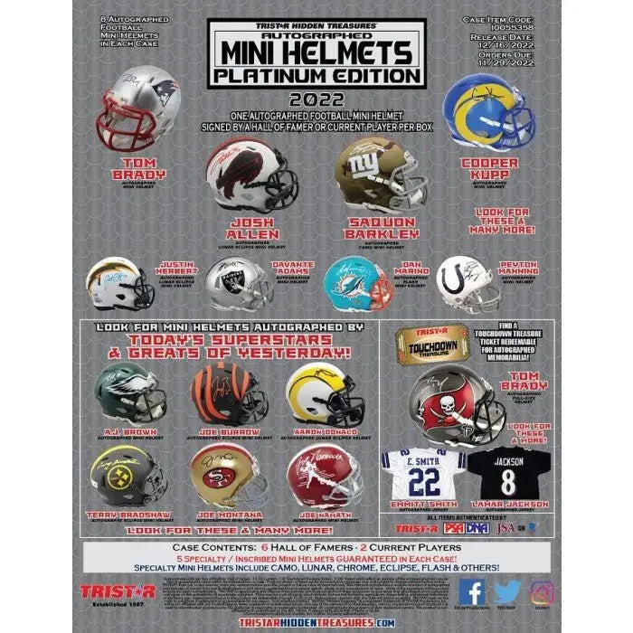 2022 TriStar Hidden Treasures Football Mini Helmet Platinum Edition Series 2 Box | Columbia Sports Cards - Football