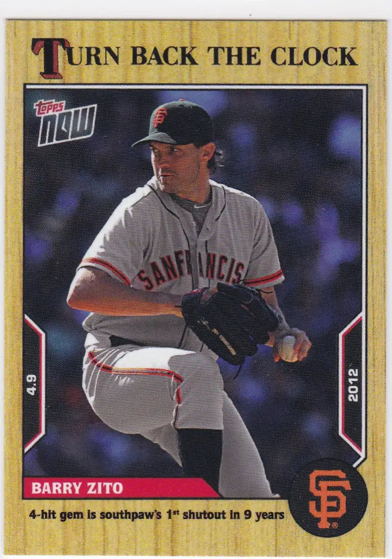 Baseball trading card featuring Barry Zito of the San Francisco Giants in 2022 TURN BACK THE CLOCK series