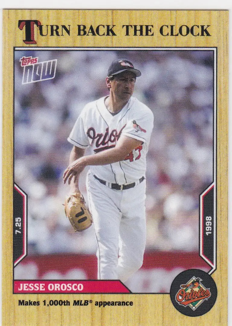 Vintage Jesse Orosco Baltimore Orioles trading card from 2022 TURN BACK THE CLOCK series
