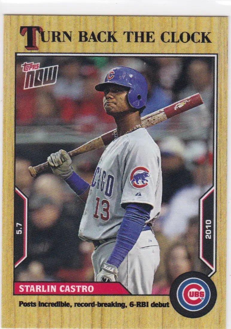 Baseball trading card featuring Starlin Castro Chicago Cubs from 2022 TURN BACK THE CLOCK series