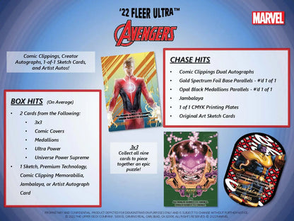 2022 Upper Deck Fleer Ultra Marvel Avengers trading card set display