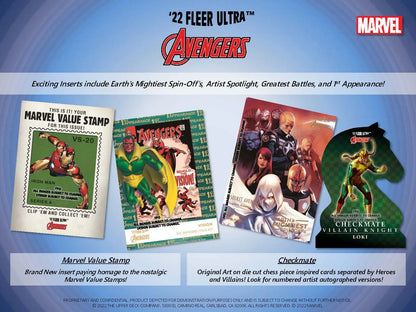 Marvel trading cards from 2022 Upper Deck Fleer Ultra Avengers Hobby collection