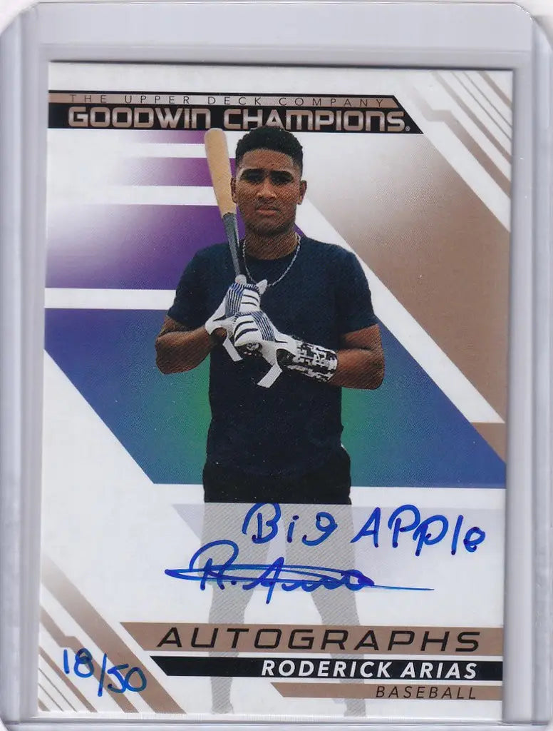 Baseball trading card of Roderick Arias with autograph, part of Upper Deck Goodwin Auto