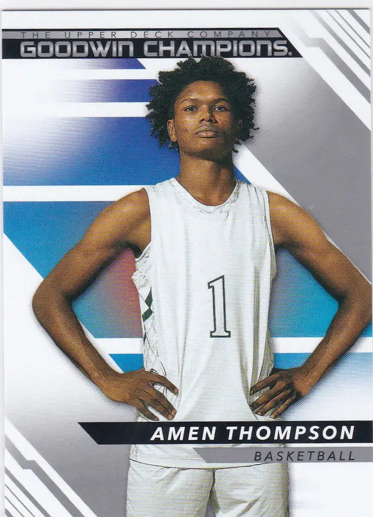 Basketball player in white jersey number 1 from Upper Deck Goodwin Champions set