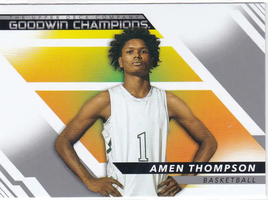 Basketball player in white jersey number 1 from Upper Deck Goodwin Champions card