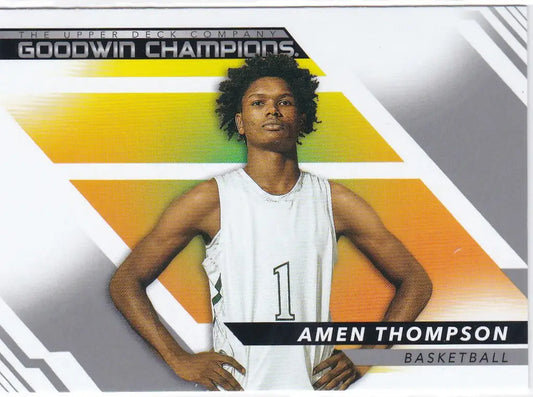 Basketball player in white jersey number 1 from Upper Deck Goodwin Champions card