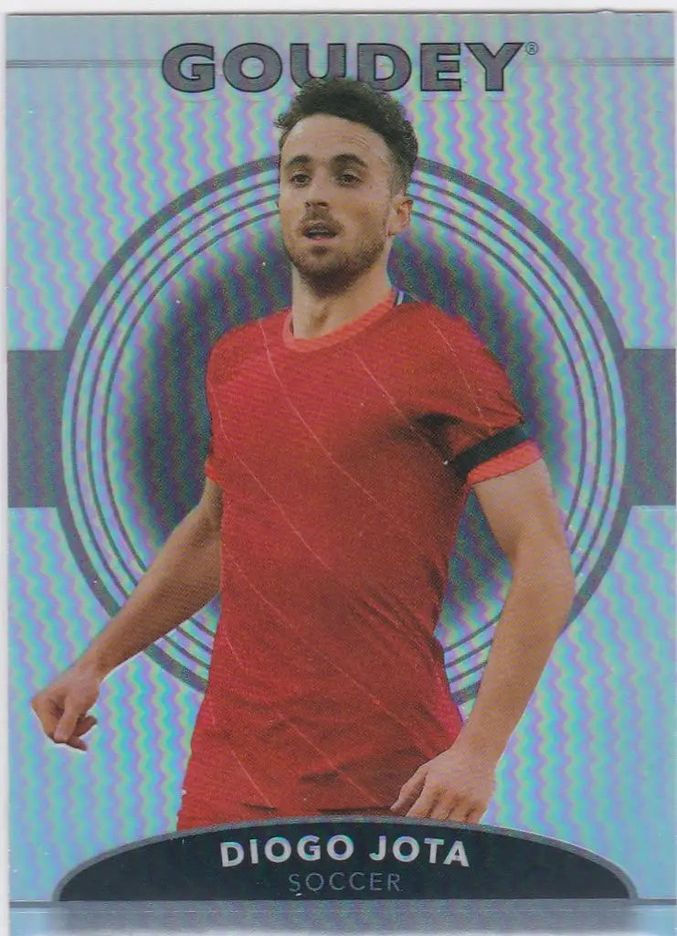 Soccer trading card of Diogo Jota in red jersey from Upper Deck Goodwin Champions