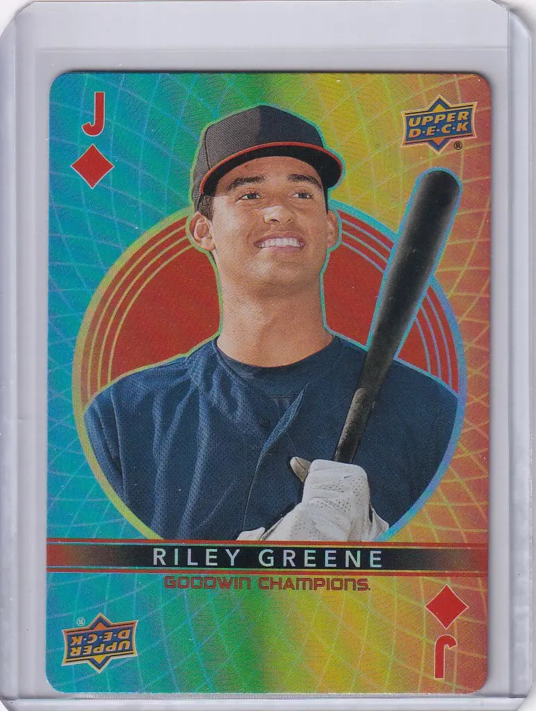 Baseball trading card of Riley Greene from Upper Deck Goodwin Playing Cards