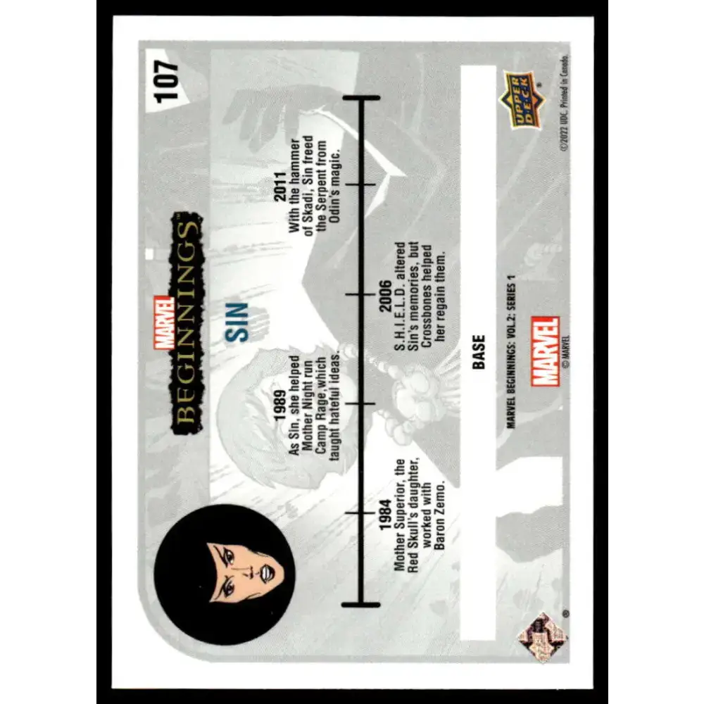 2022 Upper Deck Marvel Beginnings Vol. 2 Series 1 #107 Sin NonSport - Marvel Card Single